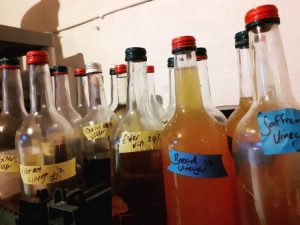 Bottles of homemade vinegar