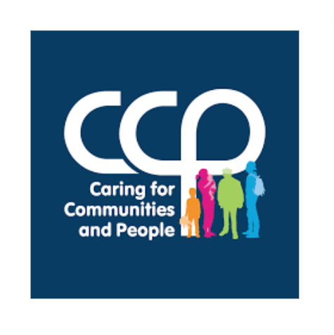 Text logo for caring for communities and people