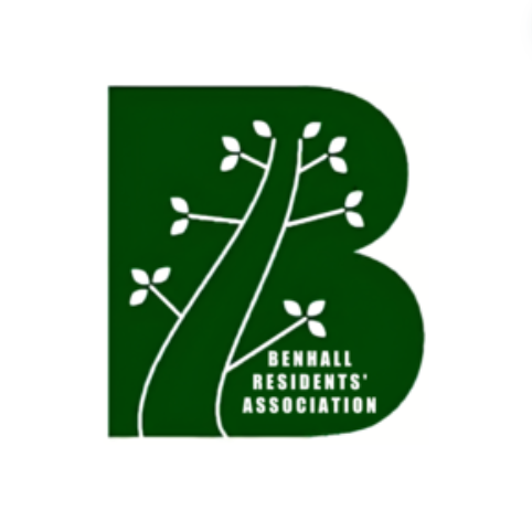 Text logo for Benhall residents association